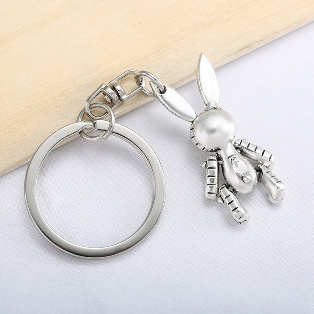 Rabbit Keychain Movable Rabbit Robot Men Women Unisex Zinc Alloy Backpack Ornament Bunny Animal Key Ring Student Image 8