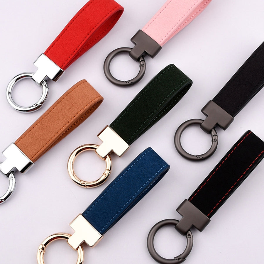 Faux Leather Car Key Chain Luxury Wristlet Strap Men Women Anti-lost Portable Backpack Ornament Faux Leather Key Ring Image 1