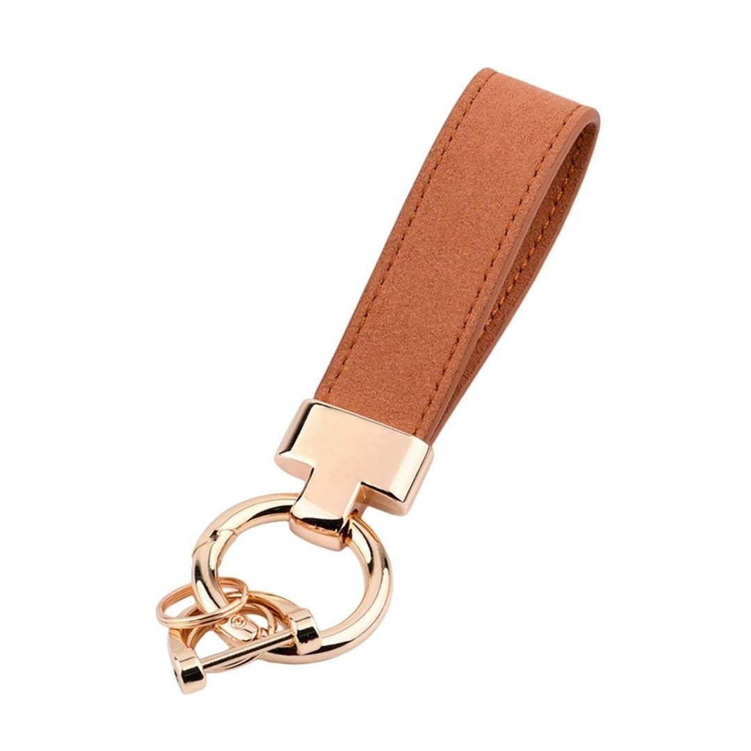 Faux Leather Car Key Chain Luxury Wristlet Strap Men Women Anti-lost Portable Backpack Ornament Faux Leather Key Ring Image 1