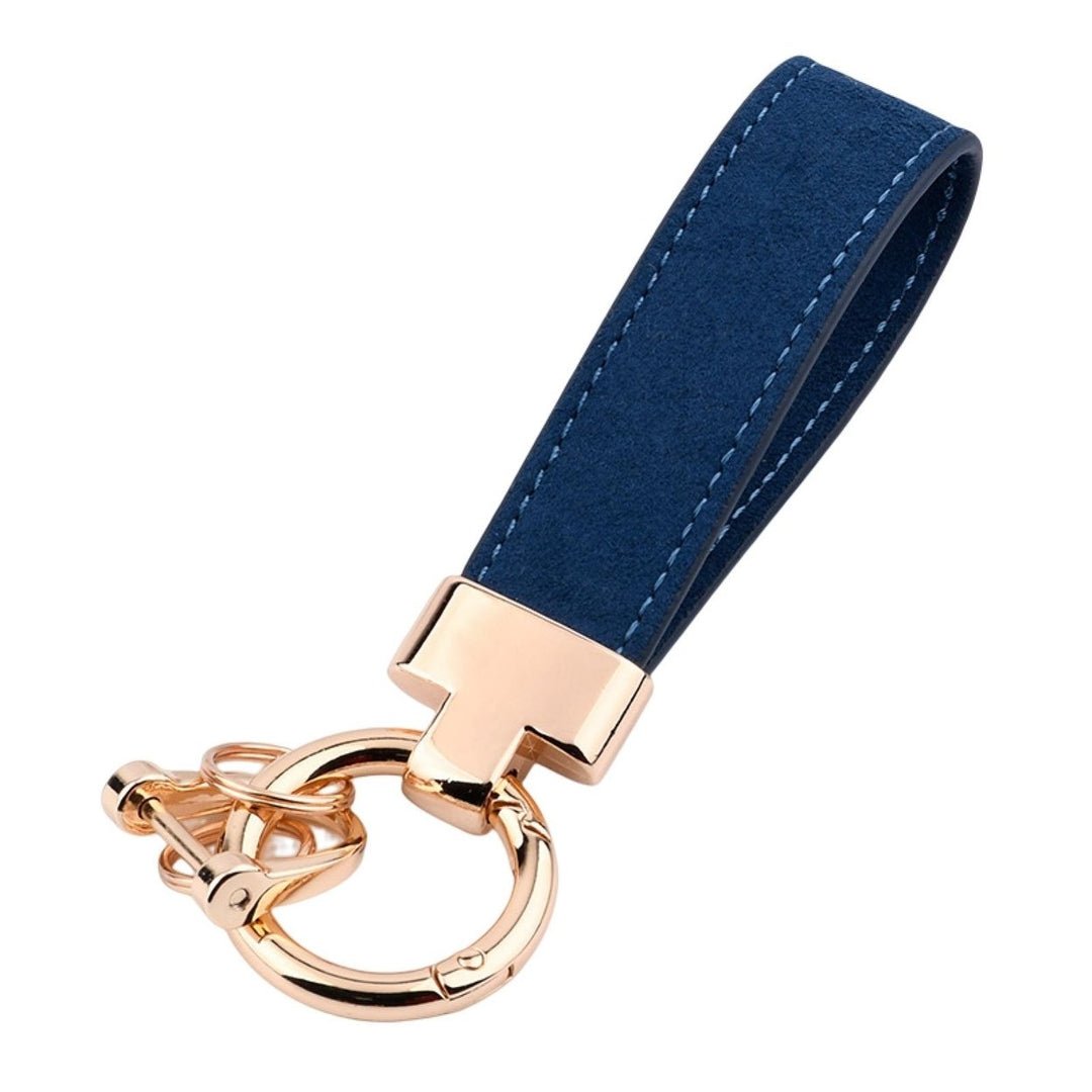 Faux Leather Car Key Chain Luxury Wristlet Strap Men Women Anti-lost Portable Backpack Ornament Faux Leather Key Ring Image 1