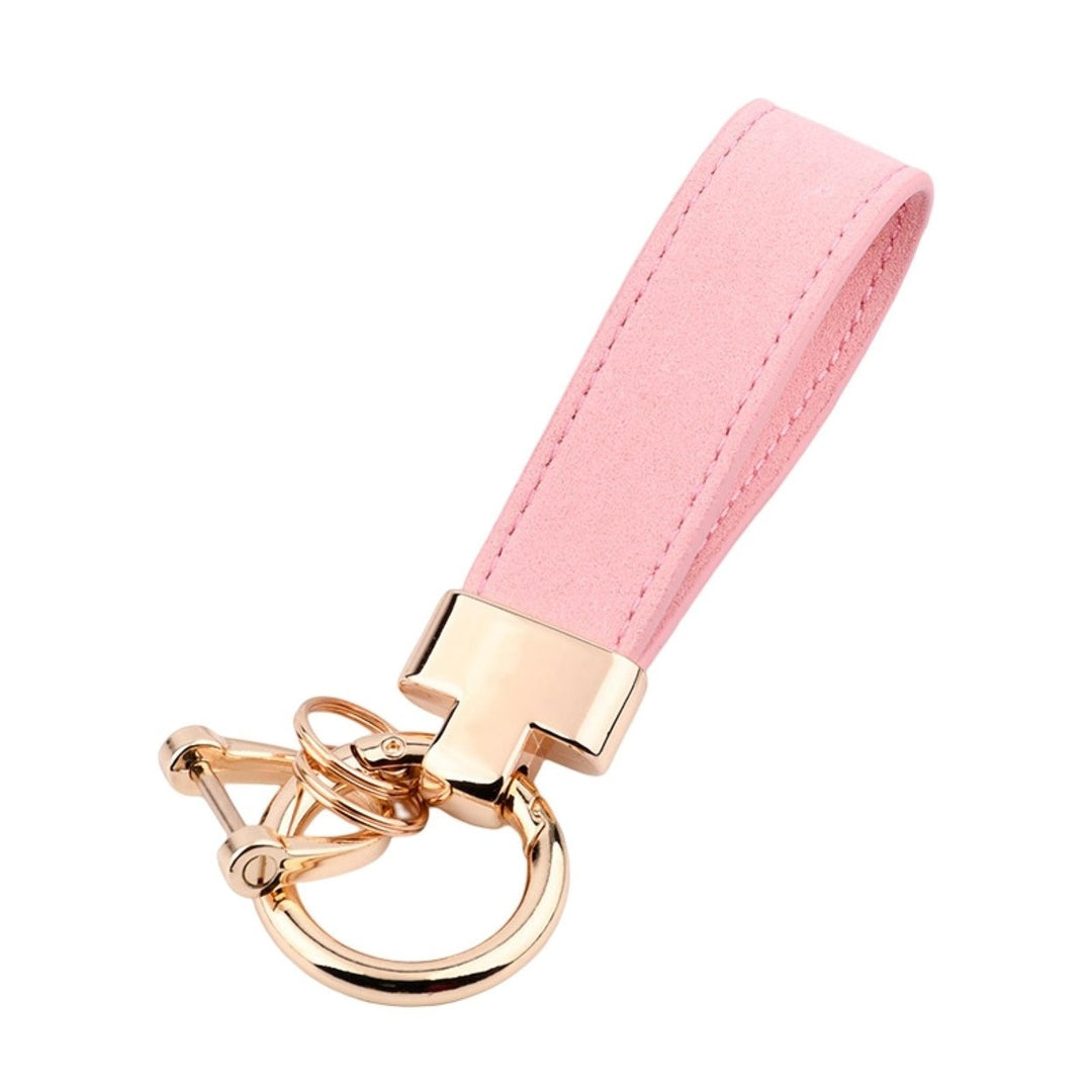 Faux Leather Car Key Chain Luxury Wristlet Strap Men Women Anti-lost Portable Backpack Ornament Faux Leather Key Ring Image 1