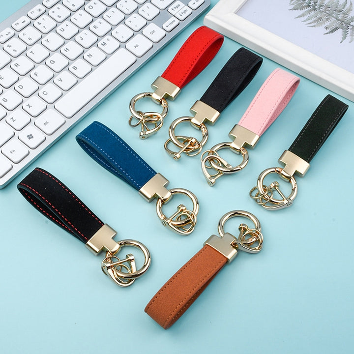 Faux Leather Car Key Chain Luxury Wristlet Strap Men Women Anti-lost Portable Backpack Ornament Faux Leather Key Ring Image 10