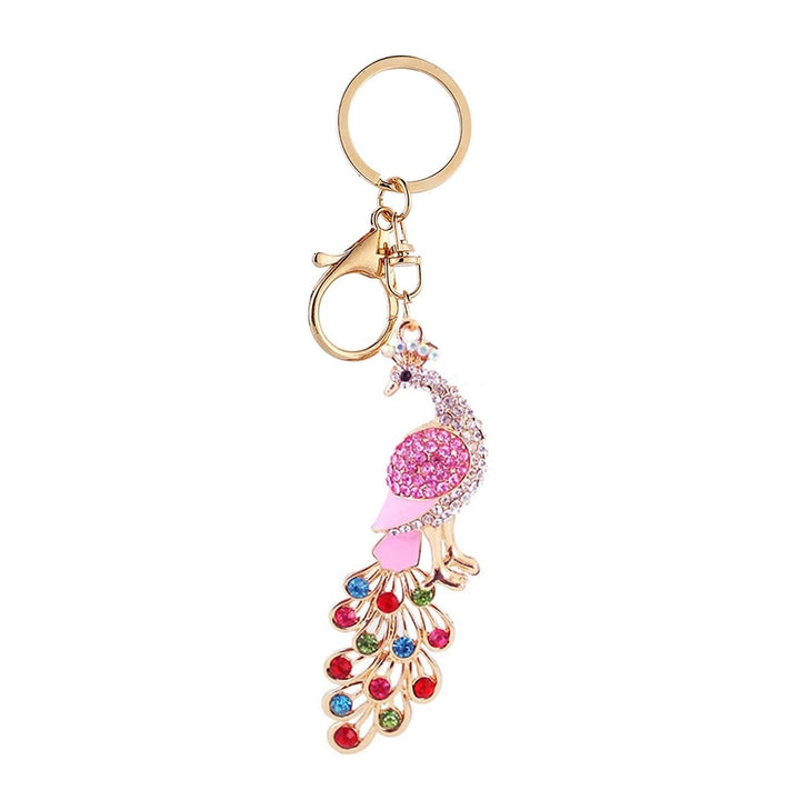 Key Ring Sparkling hree-dimensional Animal Pattern Decoration Peacock Faux Crystal Rhinestone Keychain Bag Accessory Image 1