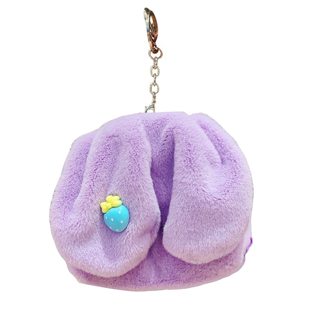 Coins Purse Keychain Soft Plush Zipper Hanging Ring Buckle Mini Gift Portable Cartoon Fruit Change Bag Key Ring Backpack Image 1