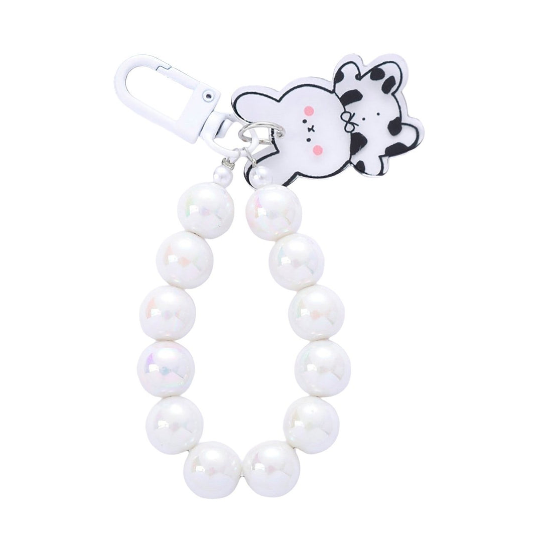 Key Chain Easy to Hang Scratch-proof Anti-lost Fadeless Unbreakable Colorful Bead Rabbit Bear Cartoon Keychain Daily Use Image 1