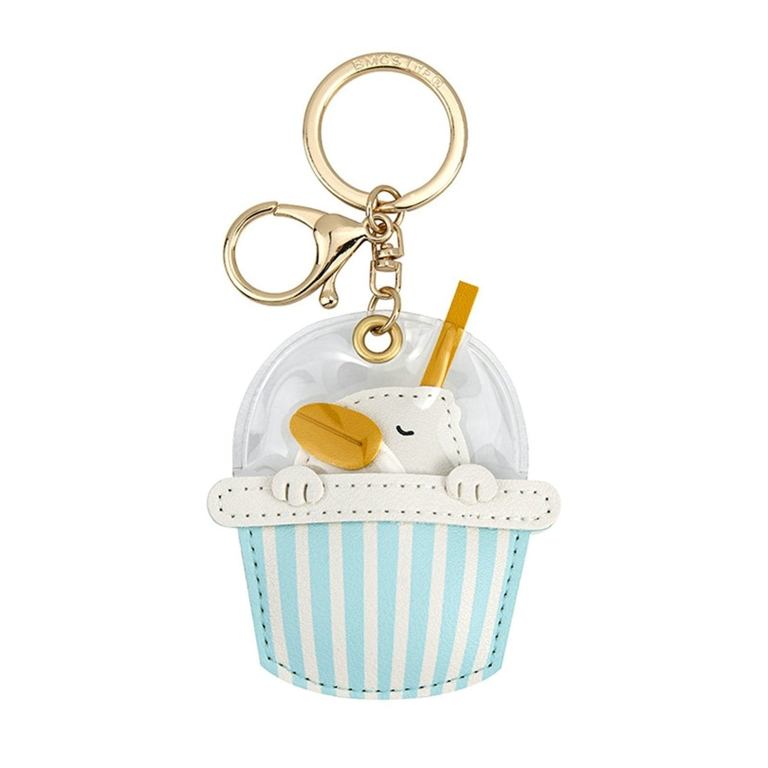 Key Chain Lovely Cartoon Vivid Ring Key Portable Faux Leather Milk Tea Cup Keyring Backpack Supplies Image 1