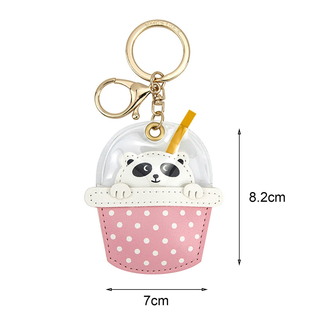 Key Chain Lovely Cartoon Vivid Ring Key Portable Faux Leather Milk Tea Cup Keyring Backpack Supplies Image 9