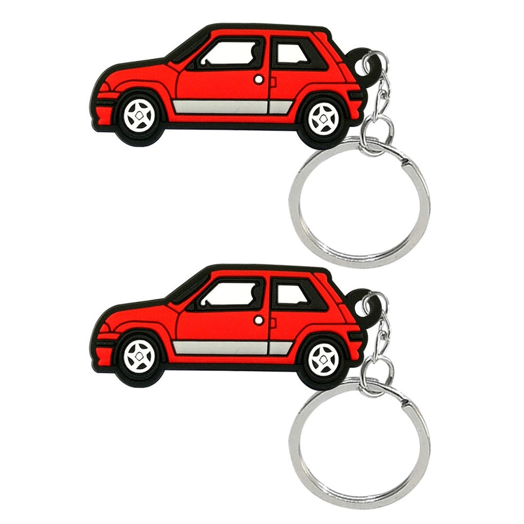 2Pcs Key Rings Cartoon Car Shape Vivid Color Hanging Delicate Craft Decorate Unfading PVC Key Ring Pendants Car Pendant Image 2