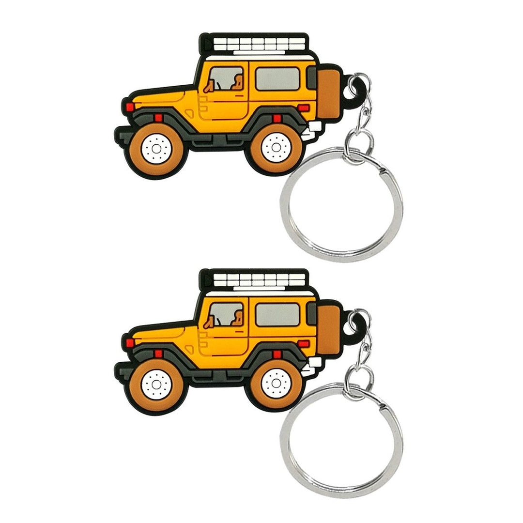 2Pcs Key Rings Cartoon Car Shape Vivid Color Hanging Delicate Craft Decorate Unfading PVC Key Ring Pendants Car Pendant Image 1