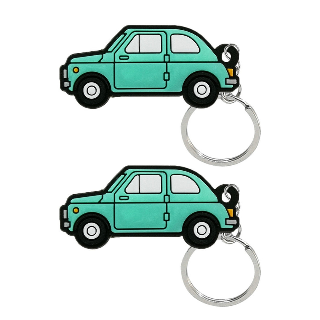 2Pcs Key Rings Cartoon Car Shape Vivid Color Hanging Delicate Craft Decorate Unfading PVC Key Ring Pendants Car Pendant Image 4