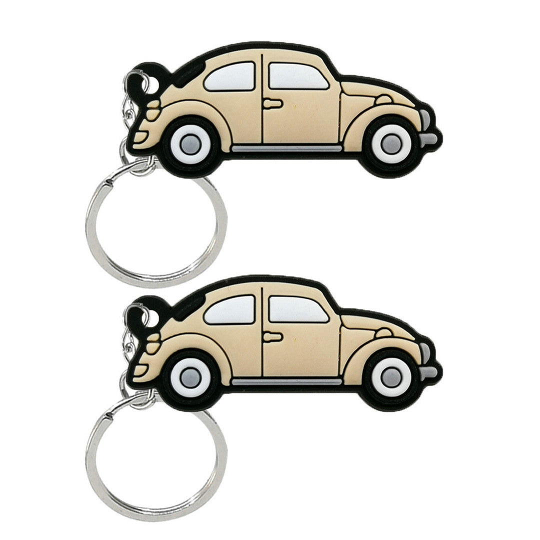 2Pcs Key Rings Cartoon Car Shape Vivid Color Hanging Delicate Craft Decorate Unfading PVC Key Ring Pendants Car Pendant Image 1