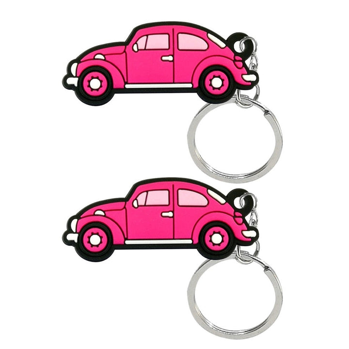 2Pcs Key Rings Cartoon Car Shape Vivid Color Hanging Delicate Craft Decorate Unfading PVC Key Ring Pendants Car Pendant Image 1