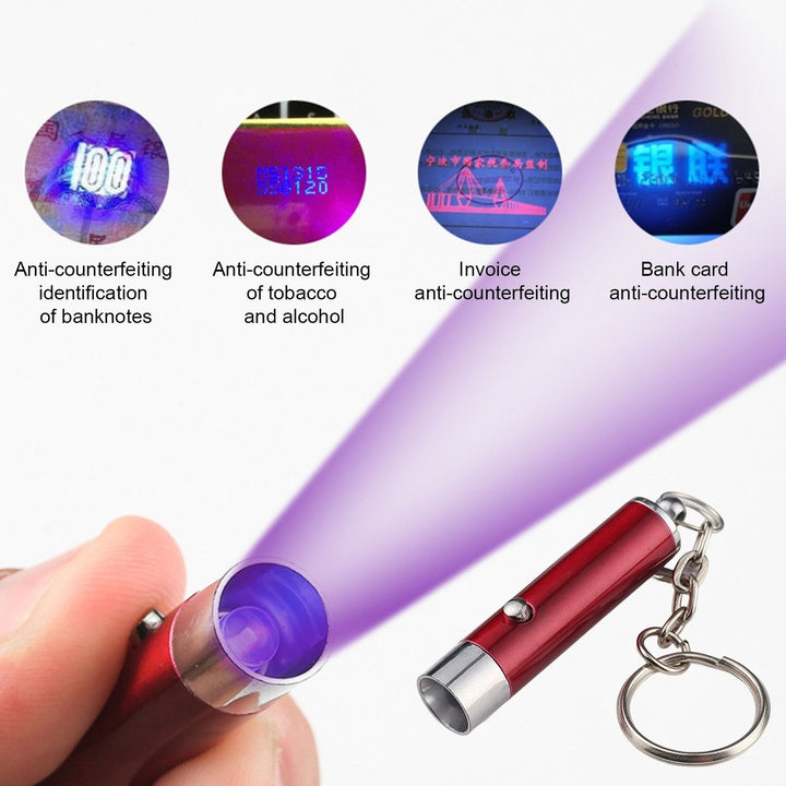 UV Flashlight Keychain Mini Key Ring Backpack Supplies Image 9