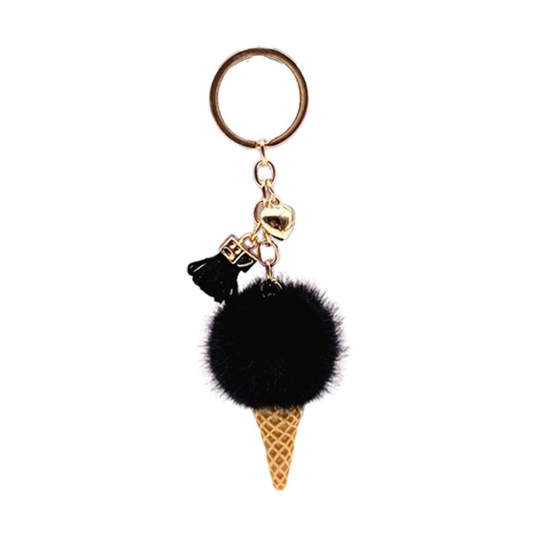Portable Ice Cream Pendant Keychain Cute Cartoon Plush Ball Keychain Bags Car Key Chain Ring Creative Gift Image 1