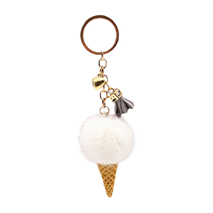 Portable Ice Cream Pendant Keychain Cute Cartoon Plush Ball Keychain Bags Car Key Chain Ring Creative Gift Image 3