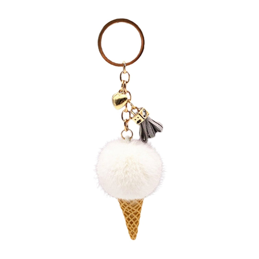 Portable Ice Cream Pendant Keychain Cute Cartoon Plush Ball Keychain Bags Car Key Chain Ring Creative Gift Image 1