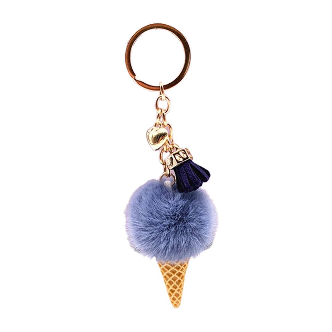 Portable Ice Cream Pendant Keychain Cute Cartoon Plush Ball Keychain Bags Car Key Chain Ring Creative Gift Image 4