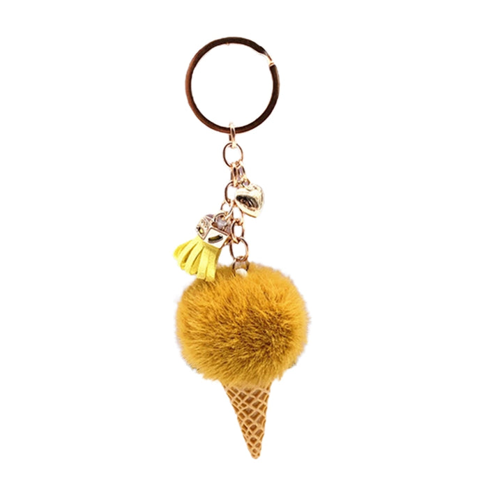 Portable Ice Cream Pendant Keychain Cute Cartoon Plush Ball Keychain Bags Car Key Chain Ring Creative Gift Image 4