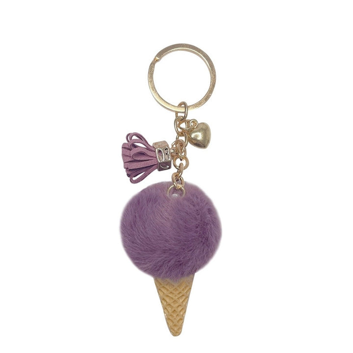 Portable Ice Cream Pendant Keychain Cute Cartoon Plush Ball Keychain Bags Car Key Chain Ring Creative Gift Image 1