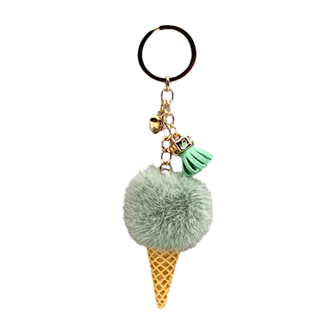 Portable Ice Cream Pendant Keychain Cute Cartoon Plush Ball Keychain Bags Car Key Chain Ring Creative Gift Image 1