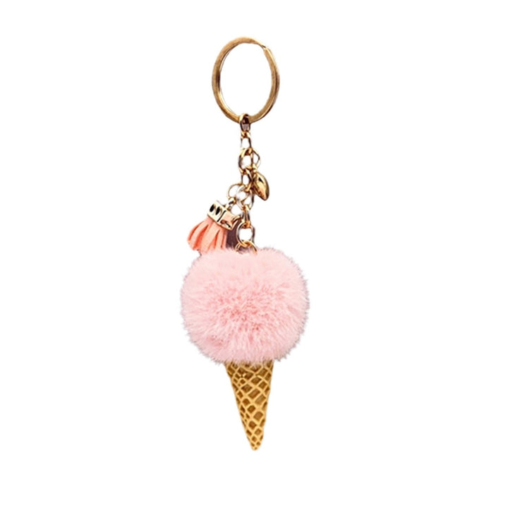 Portable Ice Cream Pendant Keychain Cute Cartoon Plush Ball Keychain Bags Car Key Chain Ring Creative Gift Image 1