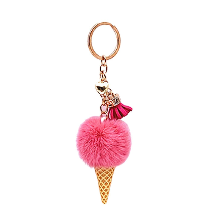 Portable Ice Cream Pendant Keychain Cute Cartoon Plush Ball Keychain Bags Car Key Chain Ring Creative Gift Image 1