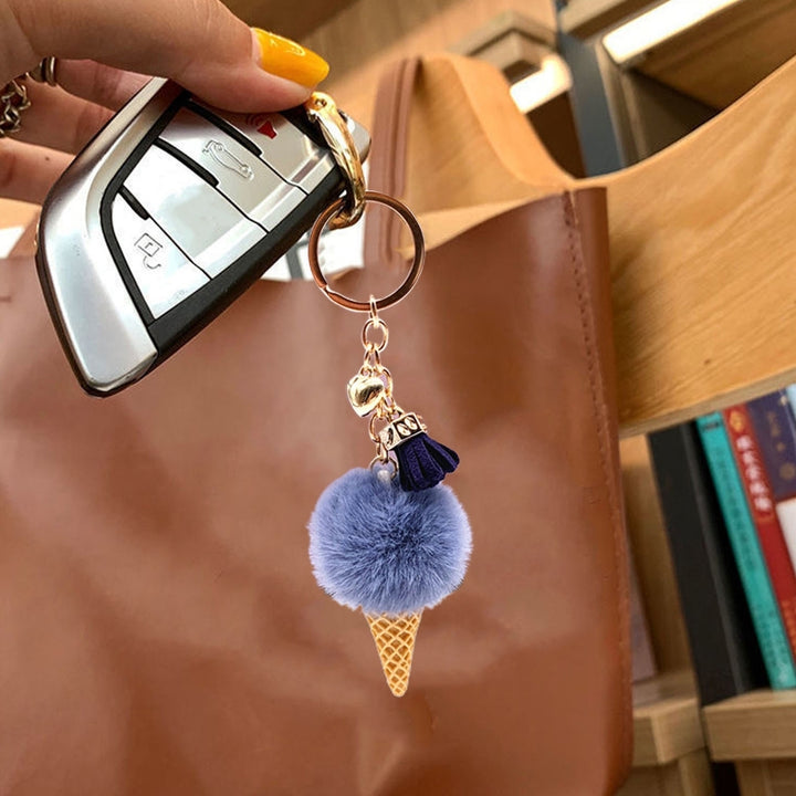 Portable Ice Cream Pendant Keychain Cute Cartoon Plush Ball Keychain Bags Car Key Chain Ring Creative Gift Image 11