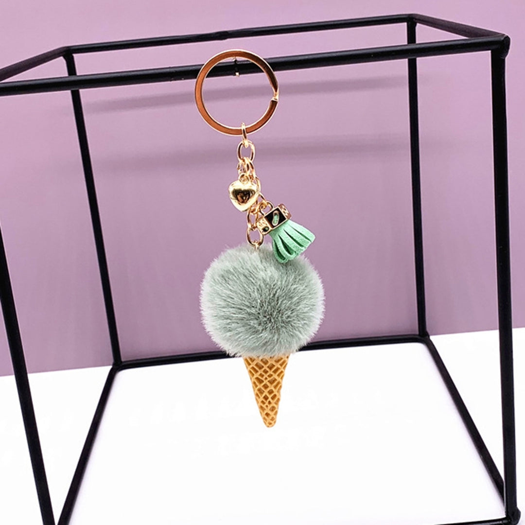 Portable Ice Cream Pendant Keychain Cute Cartoon Plush Ball Keychain Bags Car Key Chain Ring Creative Gift Image 12