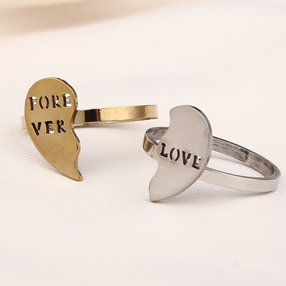 2Pcs/Set Fashion Ring Exquisite Alloy Stackable Heart Decor Couple Ring for Daily Life Image 2