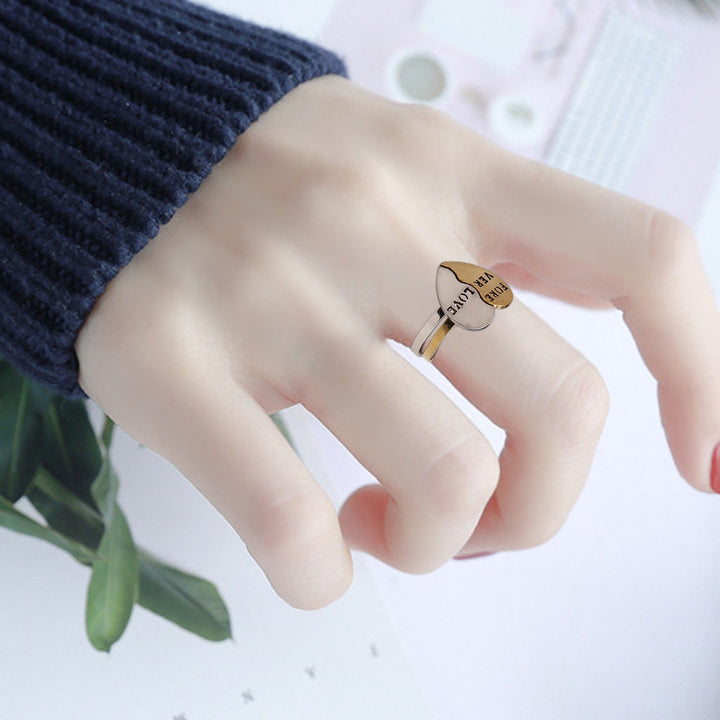 2Pcs/Set Fashion Ring Exquisite Alloy Stackable Heart Decor Couple Ring for Daily Life Image 4