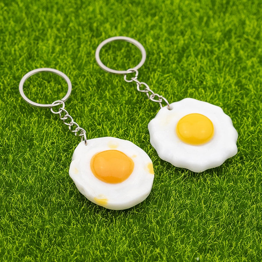 Fried Egg Keychain Simulated Men Women Unisex Portable Solid Resin DIY Craft Backpack Ornament Egg Sheet Ring Pendant Image 1