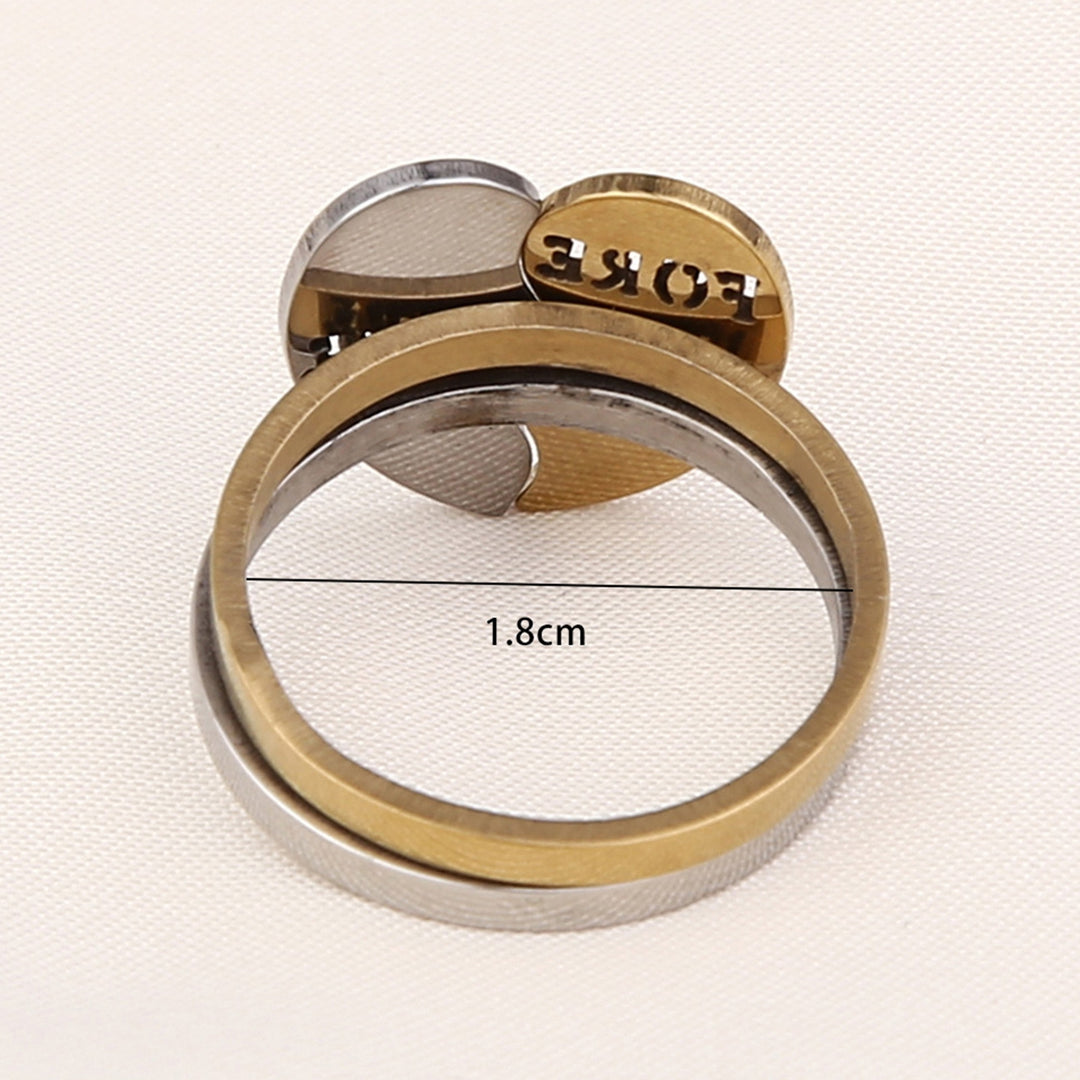 2Pcs/Set Fashion Ring Exquisite Alloy Stackable Heart Decor Couple Ring for Daily Life Image 6