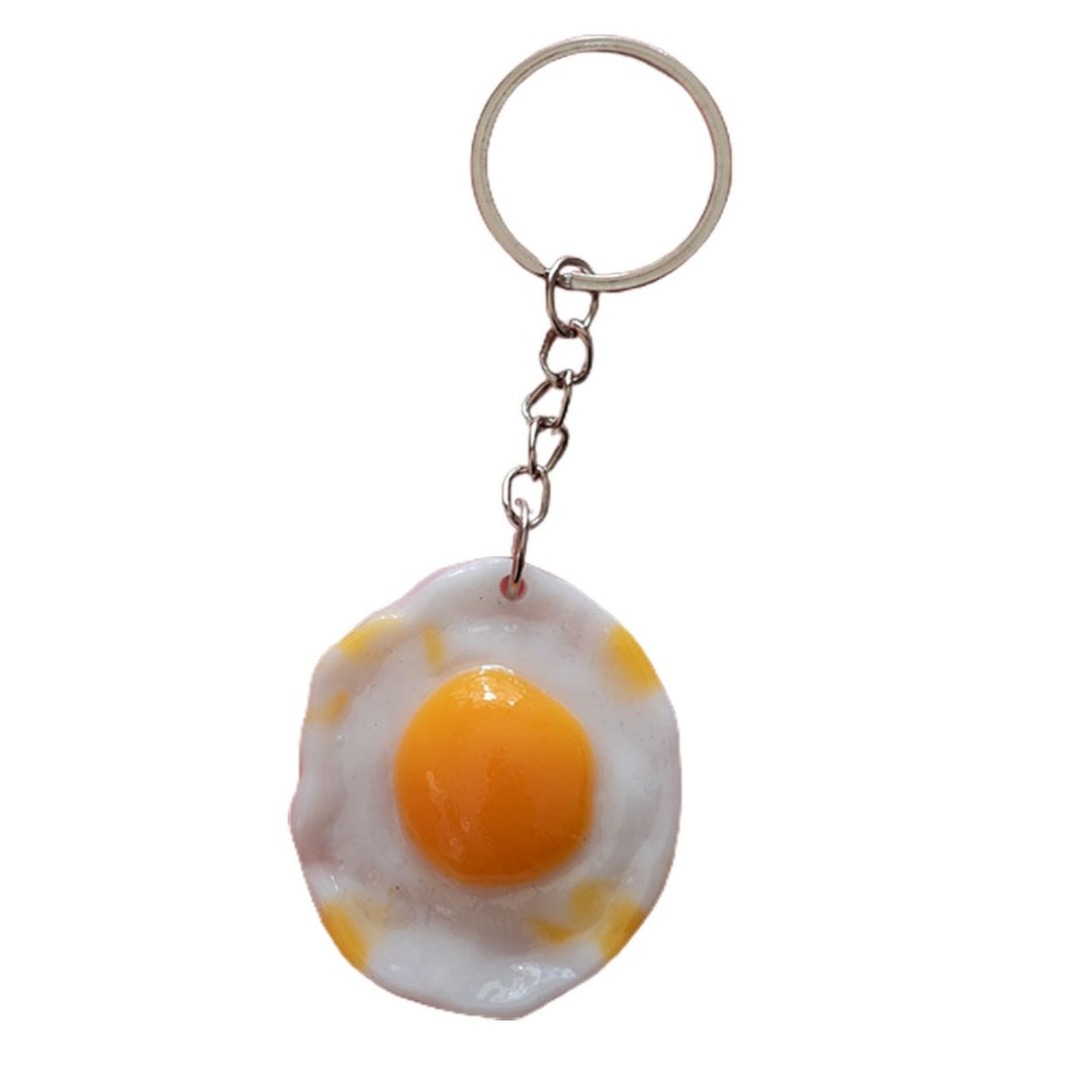 Fried Egg Keychain Simulated Men Women Unisex Portable Solid Resin DIY Craft Backpack Ornament Egg Sheet Ring Pendant Image 3
