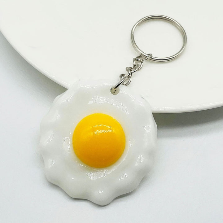 Fried Egg Keychain Simulated Men Women Unisex Portable Solid Resin DIY Craft Backpack Ornament Egg Sheet Ring Pendant Image 4