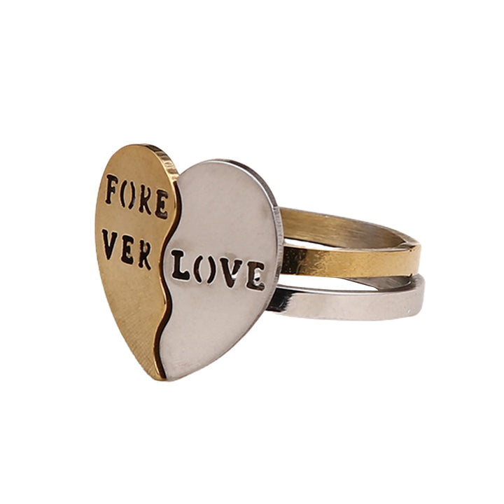 2Pcs/Set Fashion Ring Exquisite Alloy Stackable Heart Decor Couple Ring for Daily Life Image 8