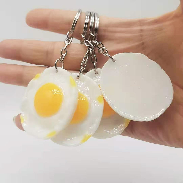 Fried Egg Keychain Simulated Men Women Unisex Portable Solid Resin DIY Craft Backpack Ornament Egg Sheet Ring Pendant Image 4