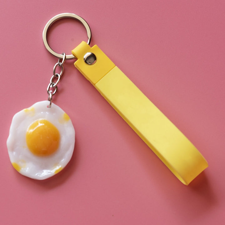 Fried Egg Keychain Simulated Men Women Unisex Portable Solid Resin DIY Craft Backpack Ornament Egg Sheet Ring Pendant Image 6