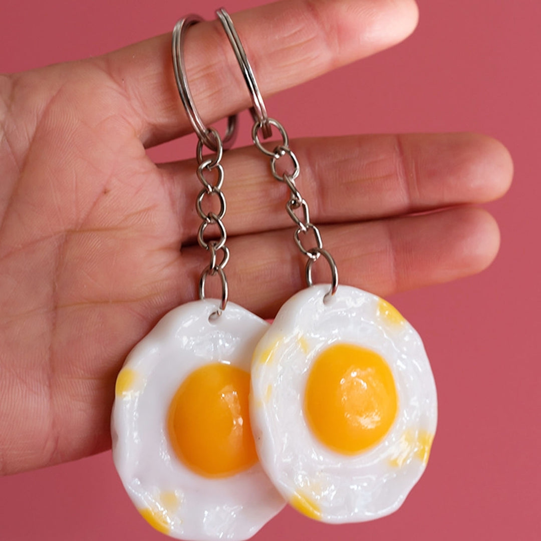 Fried Egg Keychain Simulated Men Women Unisex Portable Solid Resin DIY Craft Backpack Ornament Egg Sheet Ring Pendant Image 10