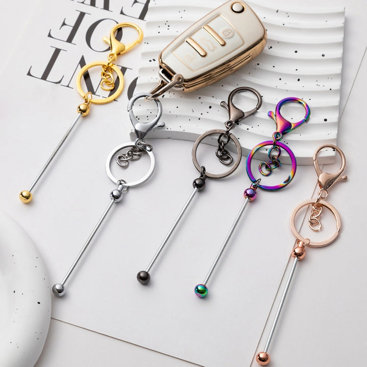 6 Pcs Key Chains Gradient Color Bead Lobster Clip Key Storage Stainless No Deformation Pendant DIY Crafts Jewelry Making Image 1