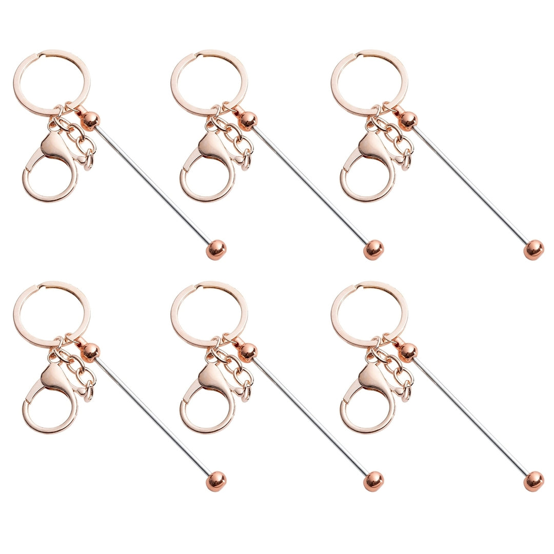 6 Pcs Key Chains Gradient Color Bead Lobster Clip Key Storage Stainless No Deformation Pendant DIY Crafts Jewelry Making Image 2