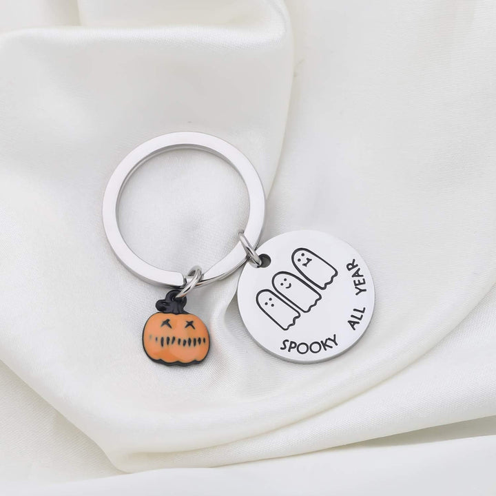 Halloween Key Chain Cartoon Ghost Print Pumpkin Pendant Stainless Key Storage Keyring Couple Valentines Day Gift Image 3