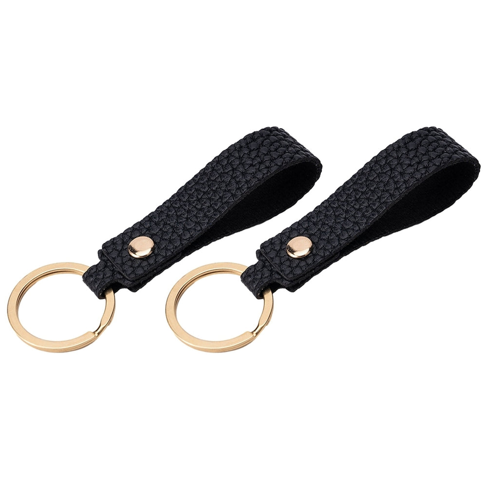 2Pcs Faux Leather Key Chain Litchi Pattern Multifunctional Creative Gift Key Rings Car Bag Accessories Image 2