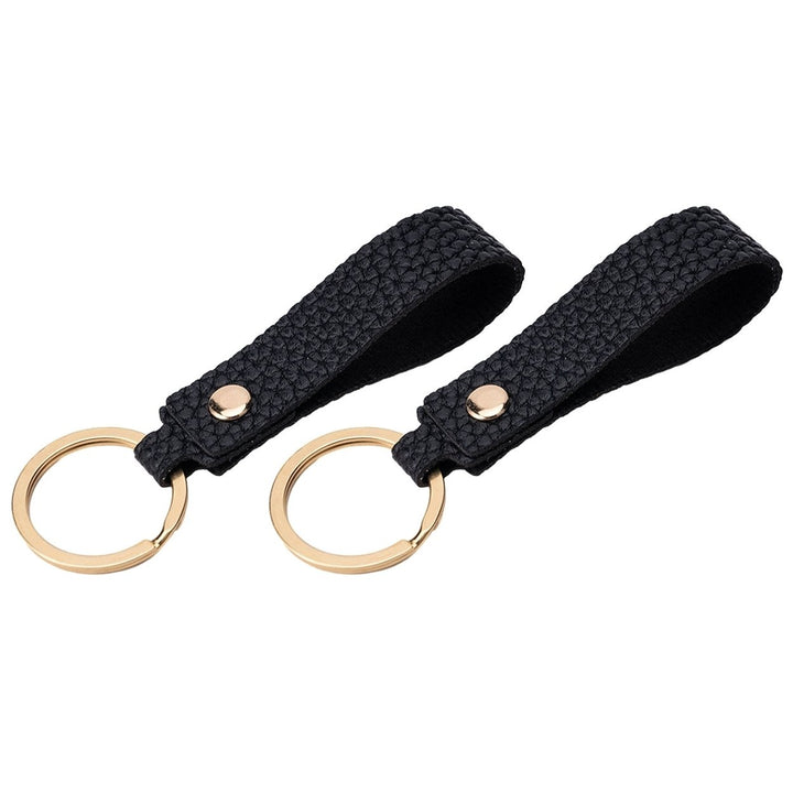 2Pcs Faux Leather Key Chain Litchi Pattern Multifunctional Creative Gift Key Rings Car Bag Accessories Image 1