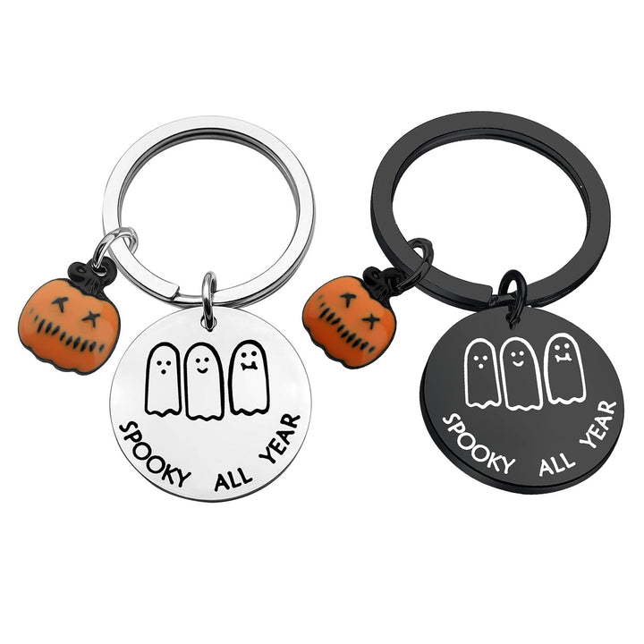 Halloween Key Chain Cartoon Ghost Print Pumpkin Pendant Stainless Key Storage Keyring Couple Valentines Day Gift Image 10