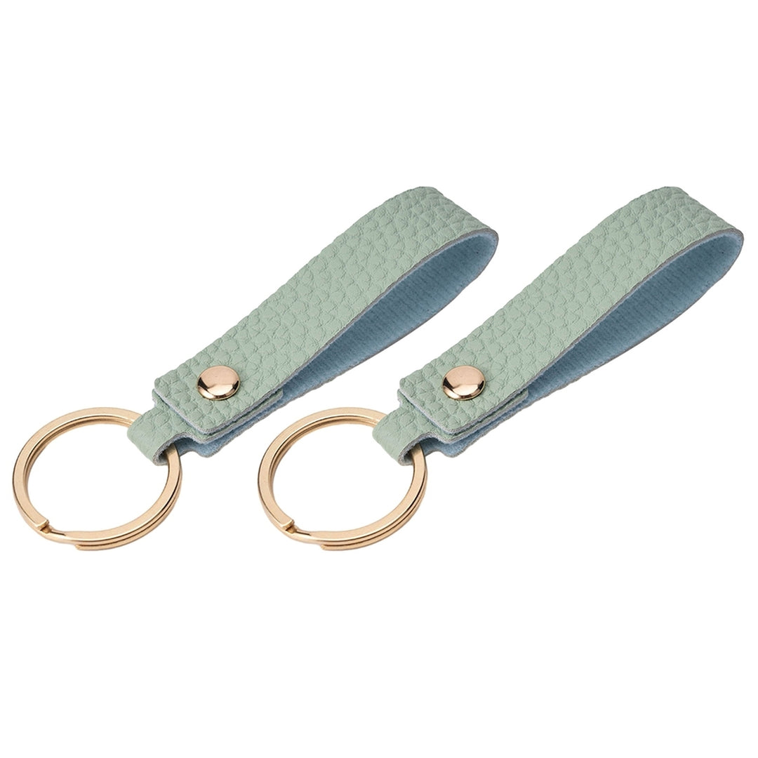 2Pcs Faux Leather Key Chain Litchi Pattern Multifunctional Creative Gift Key Rings Car Bag Accessories Image 4
