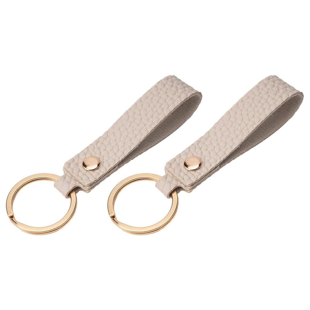 2Pcs Faux Leather Key Chain Litchi Pattern Multifunctional Creative Gift Key Rings Car Bag Accessories Image 1