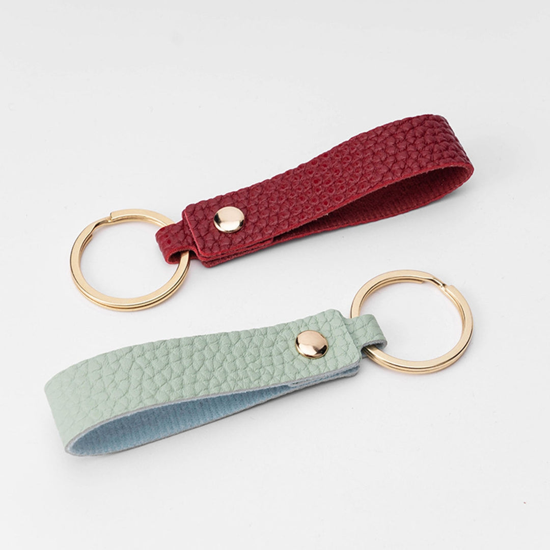 2Pcs Faux Leather Key Chain Litchi Pattern Multifunctional Creative Gift Key Rings Car Bag Accessories Image 10