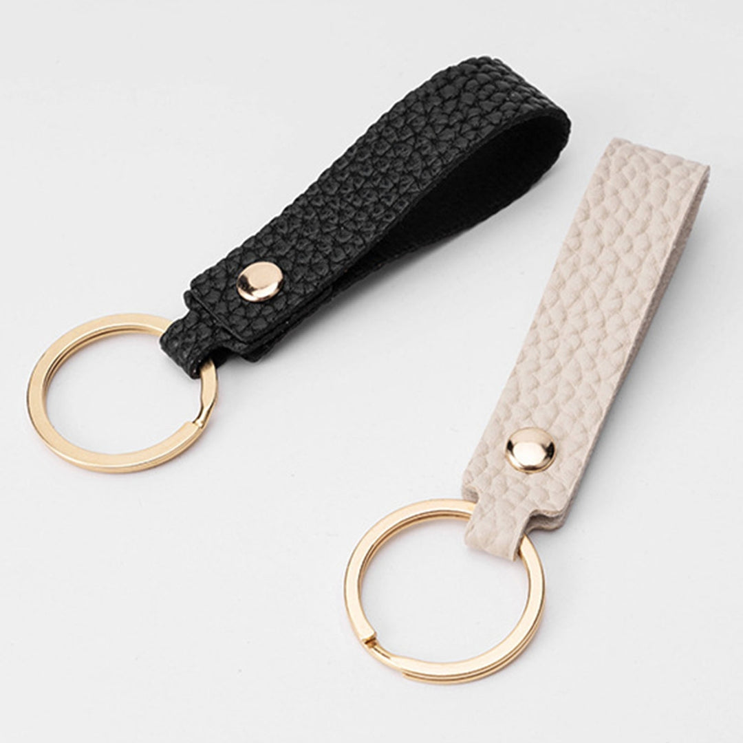 2Pcs Faux Leather Key Chain Litchi Pattern Multifunctional Creative Gift Key Rings Car Bag Accessories Image 11