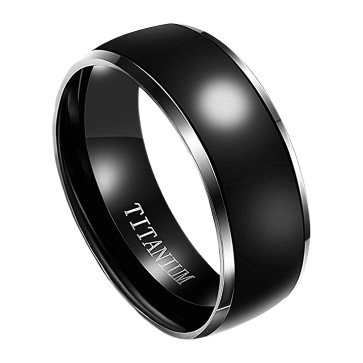 8mm Men Ring Letter Polished Black Cool Fashion Appearance Finger Ring for Wedding Image 1