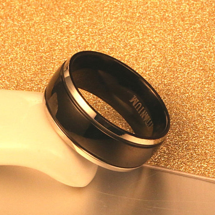 8mm Men Ring Letter Polished Black Cool Fashion Appearance Finger Ring for Wedding Image 4